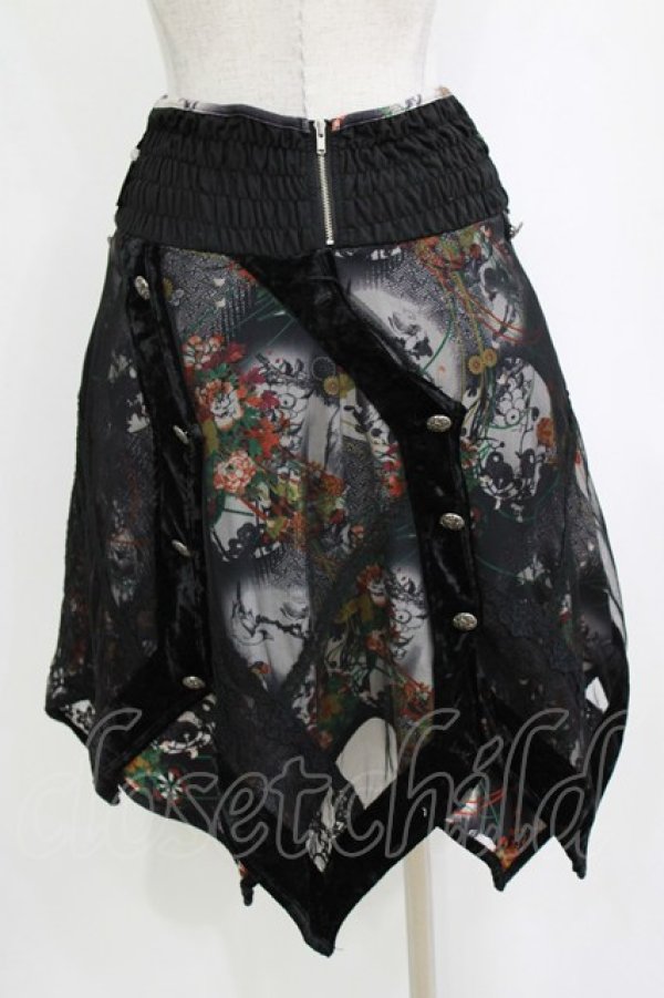 画像3: Ozz oneste / 異素材ハイウエストスカート  黒 H-26-01-21-024-OO-SK-KB-ZH (3)