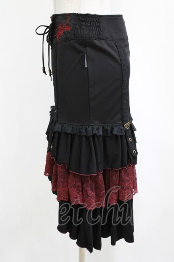 画像2: Ozz oneste / 薔薇刺繍タイトスカート  黒 H-26-01-21-025-OO-SK-KB-ZH (2)