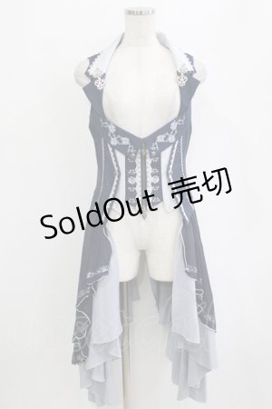 画像: Ozz oneste / 薔薇刺繍オーバー付きベスト F 紺 H-26-01-21-027-OO-TO-KB-ZH