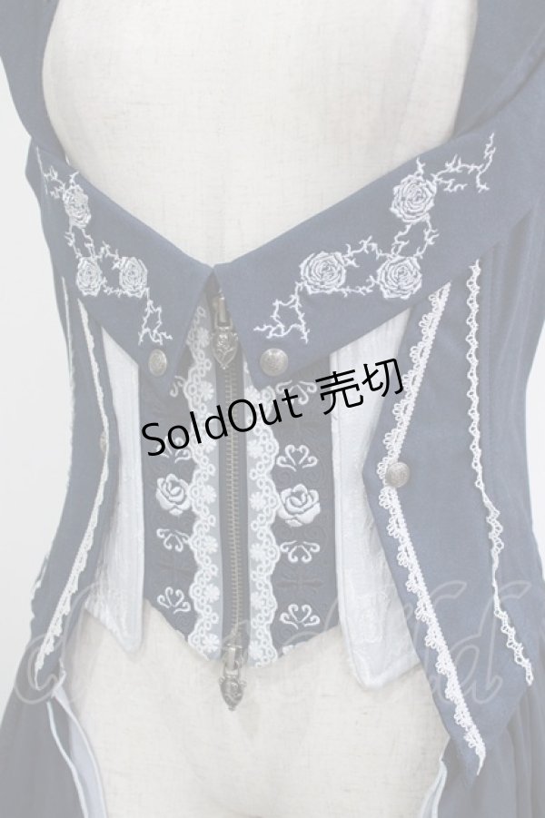 画像4: Ozz oneste / 薔薇刺繍オーバー付きベスト F 紺 H-26-01-21-027-OO-TO-KB-ZH (4)