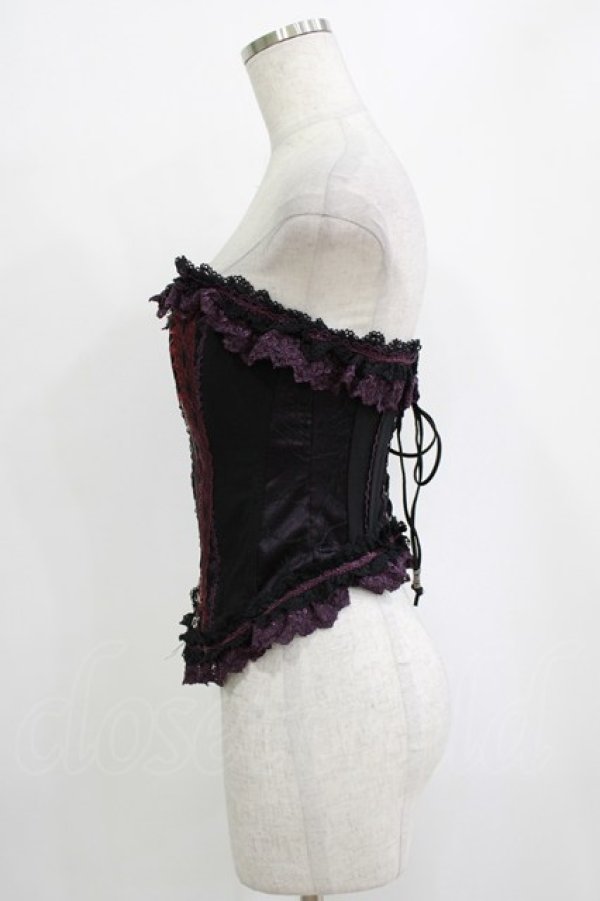 画像2: Ozz oneste / レースフリル刺繍オーバーバストコルセット  黒×紫 H-26-01-21-032-OO-TO-KB-ZH (2)