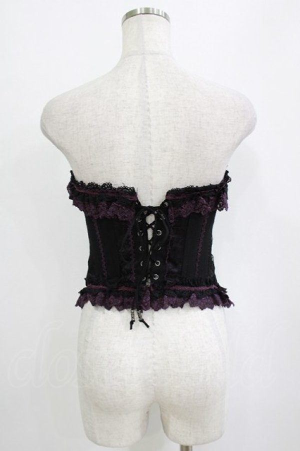 画像3: Ozz oneste / レースフリル刺繍オーバーバストコルセット  黒×紫 H-26-01-21-032-OO-TO-KB-ZH (3)