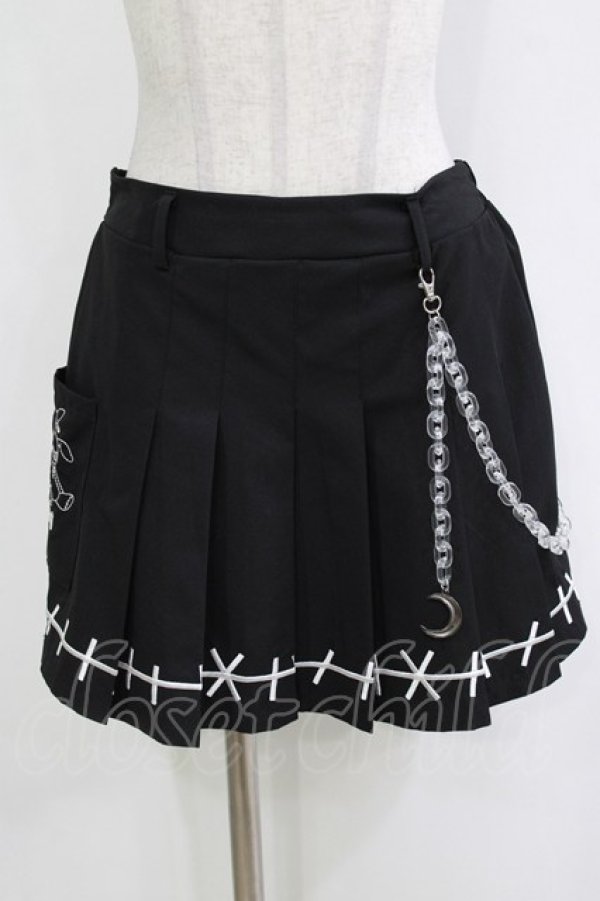 画像1: ACDC RAG / ムーンバニードールズスカート  ブラック H-26-01-21-034-PU-SK-KB-ZH (1)