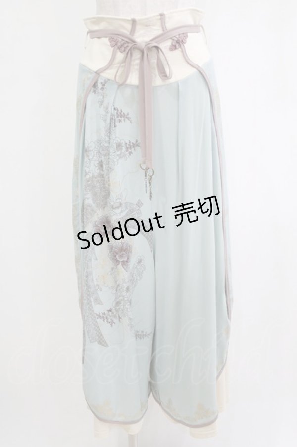 画像1: Ozz oneste / 和チャイナワイドパンツ  サックス H-26-01-21-038-OO-PA-KB-ZH (1)