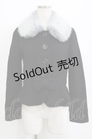 画像: Emily Temple cute / ファーカラーショートコート  クロ H-26-01-21-039-ET-CO-KB-ZH