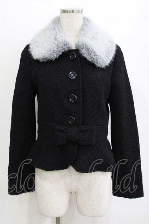 画像1: Emily Temple cute / ファーカラーショートコート  クロ H-26-01-21-039-ET-CO-KB-ZH (1)