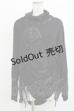 画像: Ozz conte / ギャザーハイネックカットソー  黒 H-26-01-21-042-OO-TO-KB-ZH