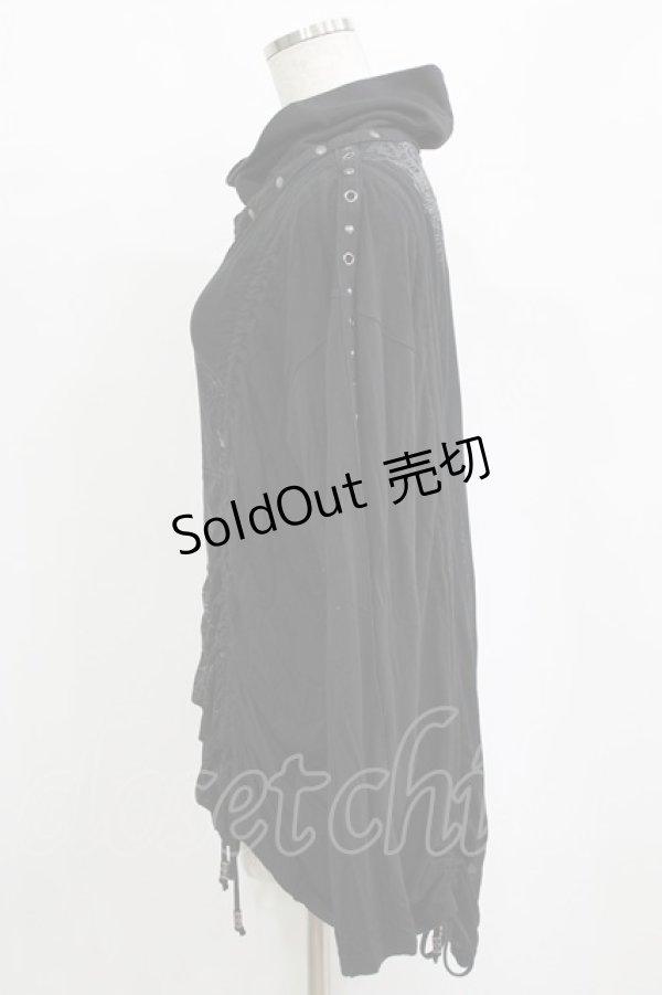 画像2: Ozz conte / ギャザーハイネックカットソー  黒 H-26-01-21-042-OO-TO-KB-ZH (2)