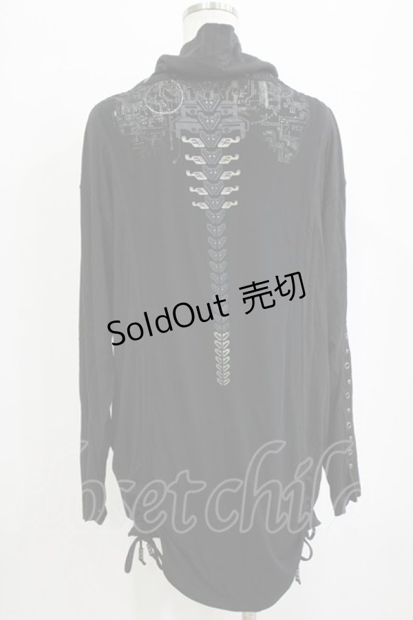 画像3: Ozz conte / ギャザーハイネックカットソー  黒 H-26-01-21-042-OO-TO-KB-ZH (3)