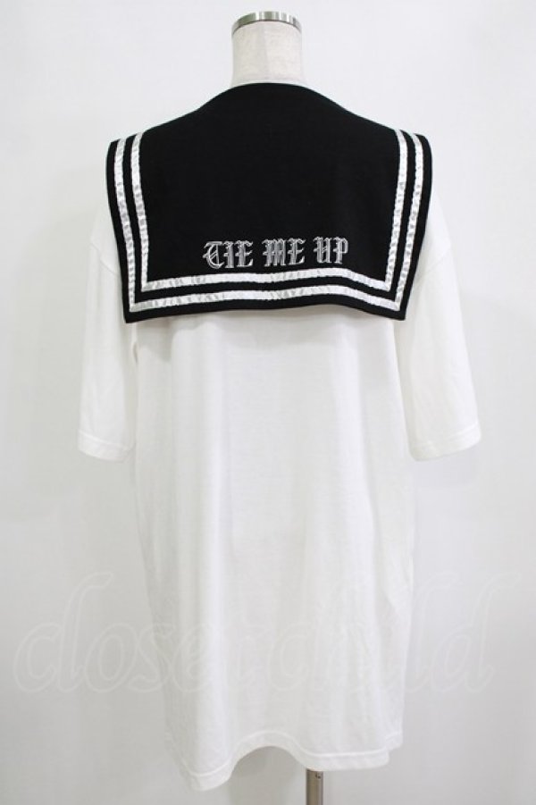 画像3: LISTEN FLAVOR / レースアップリボンセーラーワンピース  ホワイト H-26-01-21-044-PU-OP-KB-ZH (3)