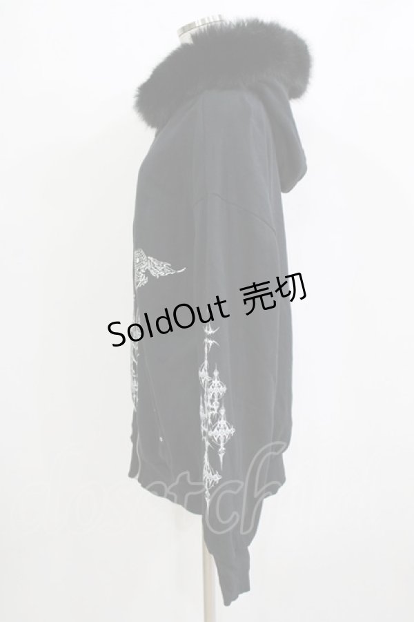 画像2: Amilige / ファー付きAmiligeラインストーンパーカー  ブラック H-26-01-21-048-PU-TO-KB-ZH (2)