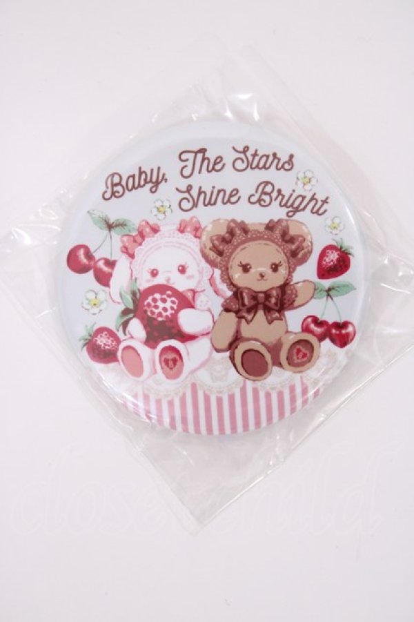 画像1: BABY,THE STARS SHINE BRIGHT / くみゃちゃんのCherry Strawberry柄缶バッジ  サックス/ピンク H-26-01-21-1011-BA-ZA-NS-ZH (1)