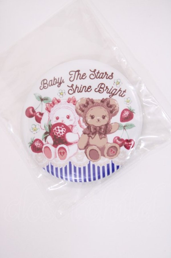 画像1: BABY,THE STARS SHINE BRIGHT / くみゃちゃんのCherry Strawberry柄缶バッジ  オフ/ブルー H-26-01-21-1012-BA-ZA-NS-ZH (1)