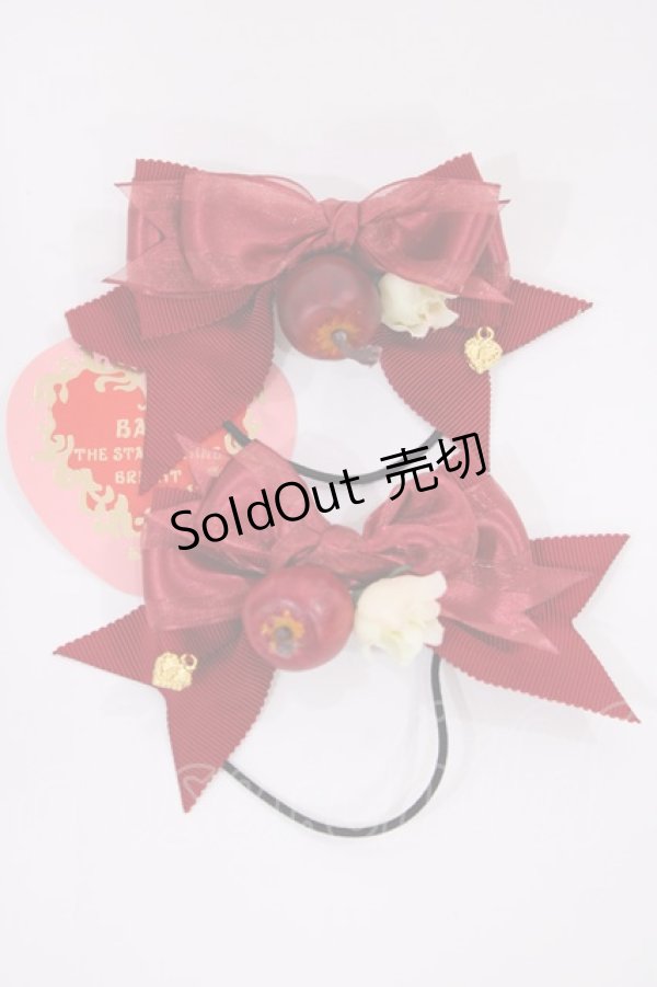 画像1: BABY,THE STARS SHINE BRIGHT / Pomme rougeリボンゴム  エンジ H-26-01-21-1016-BA-AC-NS-ZH (1)