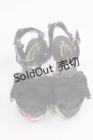 画像: JESUS DIAMANTE / 新シシリアウエッジプリンセス S JAPONローズ柄ブラック H-26-01-21-1025-JE-SH-NS-ZH