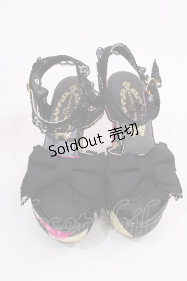 画像1: JESUS DIAMANTE / 新シシリアウエッジプリンセス S JAPONローズ柄ブラック H-26-01-21-1025-JE-SH-NS-ZH (1)