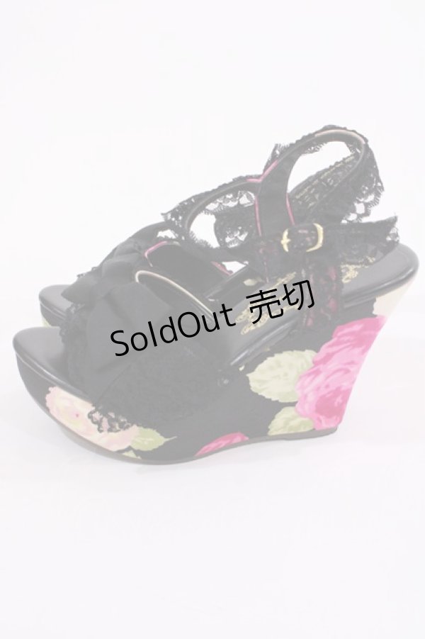 画像2: JESUS DIAMANTE / 新シシリアウエッジプリンセス S JAPONローズ柄ブラック H-26-01-21-1025-JE-SH-NS-ZH (2)