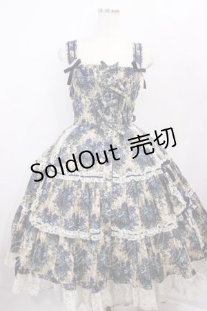 画像: metamorphose / ゴブランプリントシャーリングティアードリボンジャンパースカート Free ブルー H-26-01-21-1035-ME-OP-NS-ZH