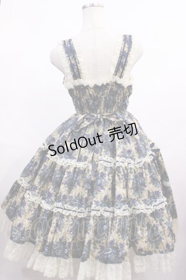 画像3: metamorphose / ゴブランプリントシャーリングティアードリボンジャンパースカート Free ブルー H-26-01-21-1035-ME-OP-NS-ZH (3)