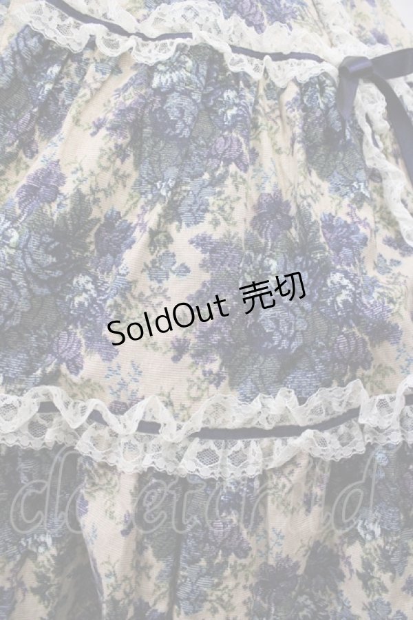 画像5: metamorphose / ゴブランプリントシャーリングティアードリボンジャンパースカート Free ブルー H-26-01-21-1035-ME-OP-NS-ZH (5)