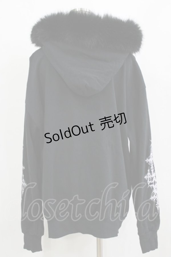 画像3: Amilige / ファー付きAmiligeラインストーンパーカー  ブラック H-26-01-21-048-PU-TO-KB-ZH (3)