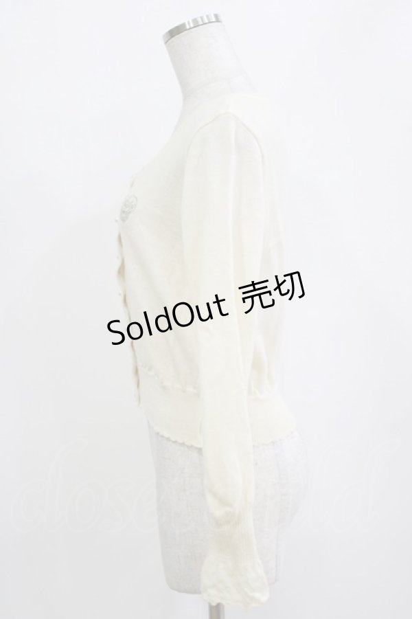 画像2: Emily Temple cute / ロゴ刺繍ニットカーディガン  アイボリー H-26-01-21-053-ET-TO-KB-ZH (2)