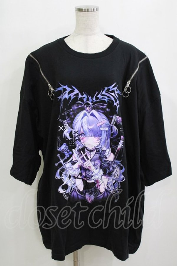 画像1: Amilige / ラブゾンビZIP BIG Tシャツ  ブラック H-26-01-21-054-PU-TO-KB-ZH (1)