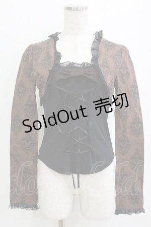 画像: STEAM / ボレロレイヤード風トップス  黒×茶 H-26-01-21-056-HN-TO-KB-ZH