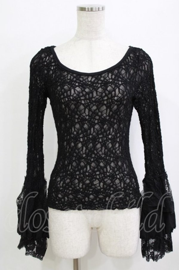 画像1: Qutie Frash / メッシュレーストップス  ブラック H-26-01-21-058-QU-TO-KB-ZH (1)