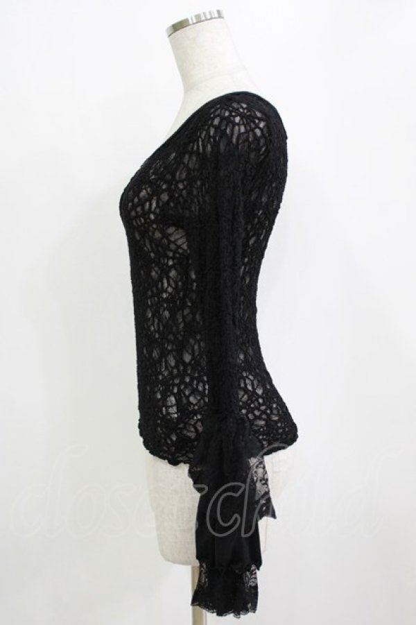 画像2: Qutie Frash / メッシュレーストップス  ブラック H-26-01-21-058-QU-TO-KB-ZH (2)