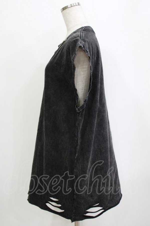 画像2: HELL CAT PUNKS / チェーン付ダメージカットソー  グレー H-26-01-21-061-PU-TO-KB-ZH (2)