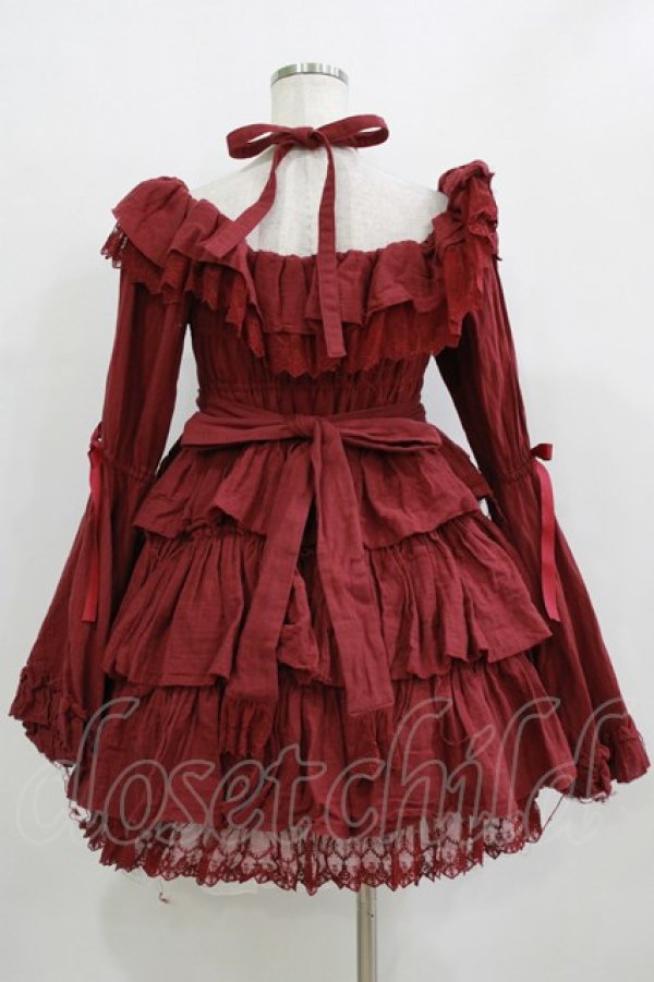 画像3: Vallee lys / Coquelicot Dress -gauze-  ワイン H-26-01-21-005-GO-OP-KB-ZH (3)