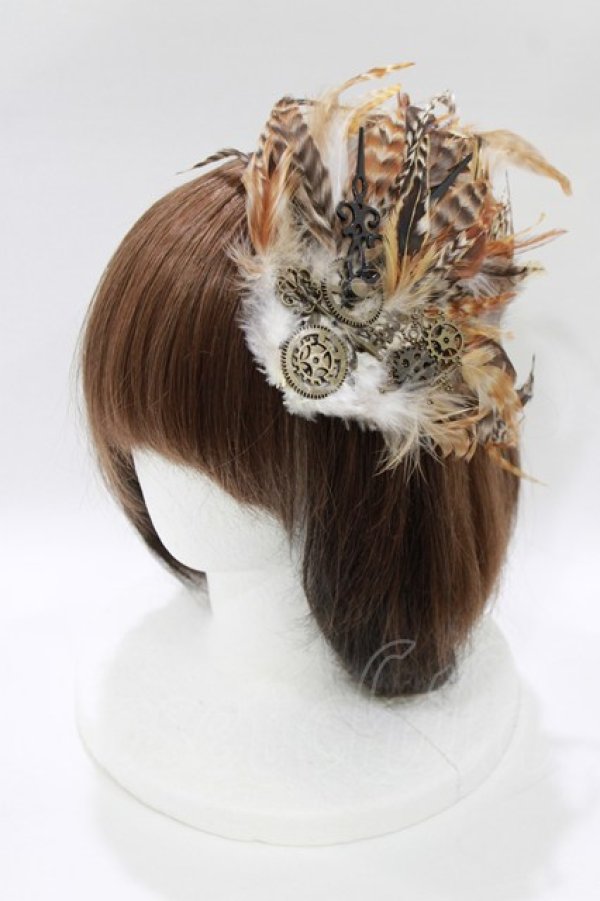 画像1: RQ-BL / フェザークリップ  ブラウン H-26-01-21-066-GO-AC-KB-ZH (1)