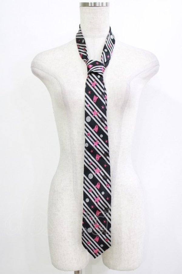 画像1: PEACE NOW / ジャガードネクタイ  ブラック H-26-01-21-068-PU-ZA-KB-ZH (1)