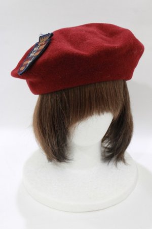 画像: Jane Marple / エンブレムブローチ付ベレー  ボルドー H-26-01-21-071-JM-AC-KB-ZH