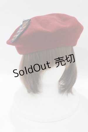 画像: Jane Marple / エンブレムブローチ付ベレー  ボルドー H-26-01-21-071-JM-AC-KB-ZH