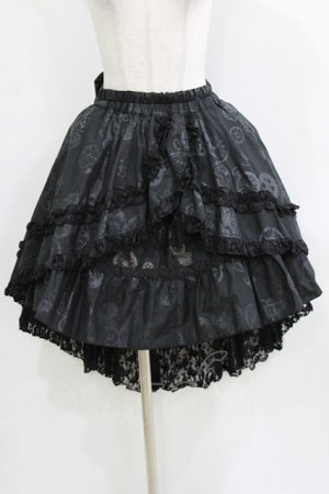 画像: STEAM / プリントフリルティアードスカート  黒 H-26-01-21-007-HN-SK-KB-ZH