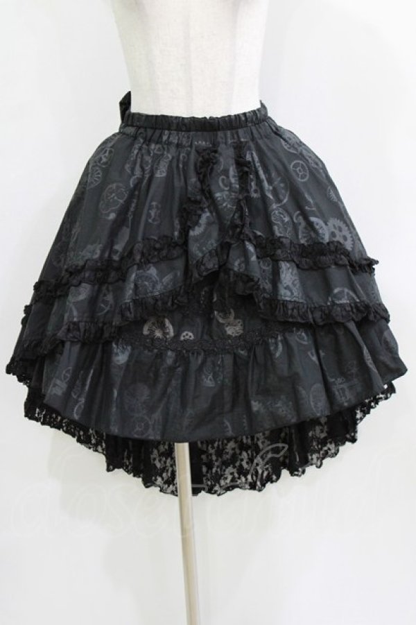 画像1: STEAM / プリントフリルティアードスカート  黒 H-26-01-21-007-HN-SK-KB-ZH (1)