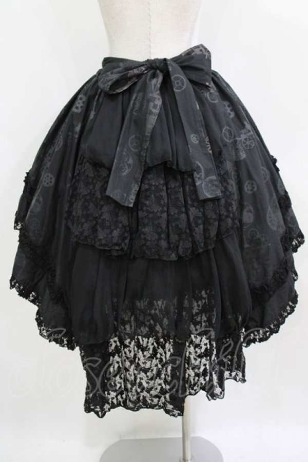 画像3: STEAM / プリントフリルティアードスカート  黒 H-26-01-21-007-HN-SK-KB-ZH (3)