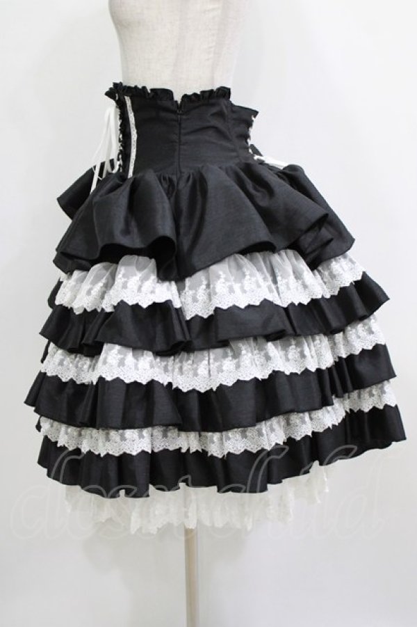画像2: ATELIER PIERROT / ミニコルセットスカート  ブラック×ホワイト H-26-01-21-009-EL-SK-KB-ZH (2)