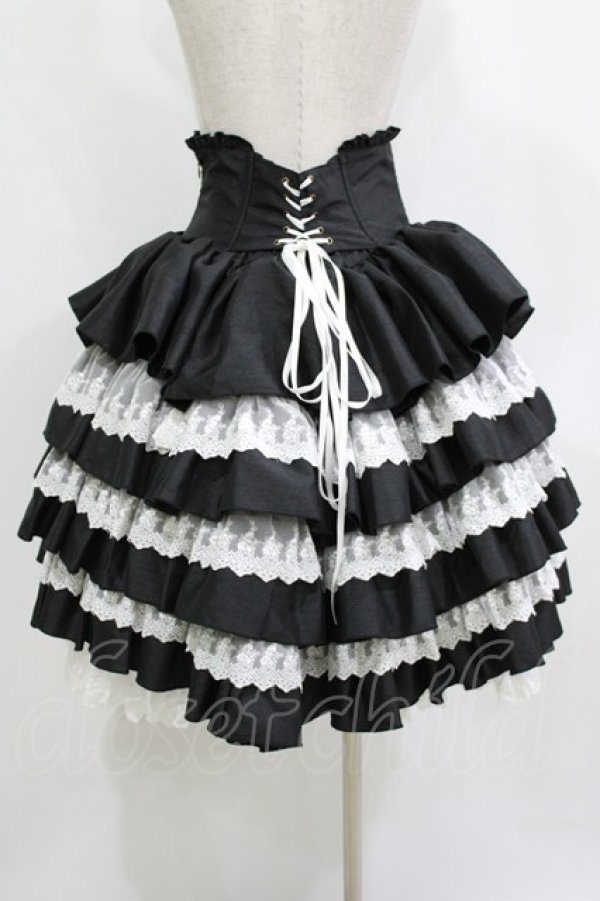 画像3: ATELIER PIERROT / ミニコルセットスカート  ブラック×ホワイト H-26-01-21-009-EL-SK-KB-ZH (3)