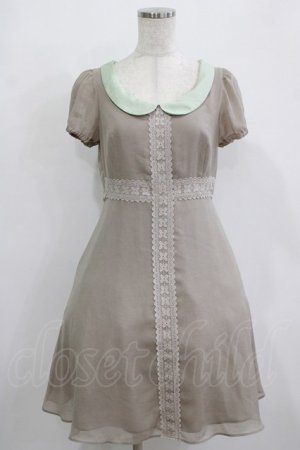 画像: Emily Temple cute / ラウンドカラーフラワーレースワンピース  グレー×ミント H-26-01-21-011-ET-OP-KB-ZH