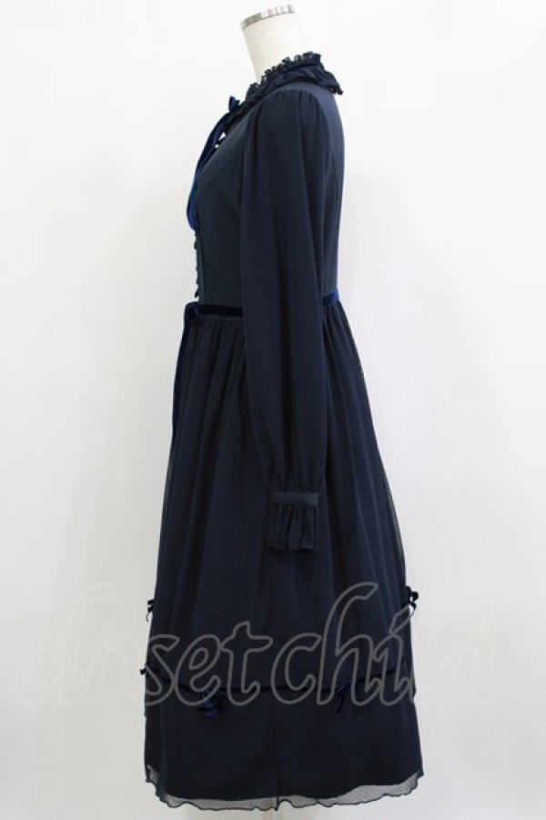 画像2: Melody BasKet / ご令嬢のチュールワンピース M ネイビー H-26-01-21-015-LO-OP-KB-ZH (2)