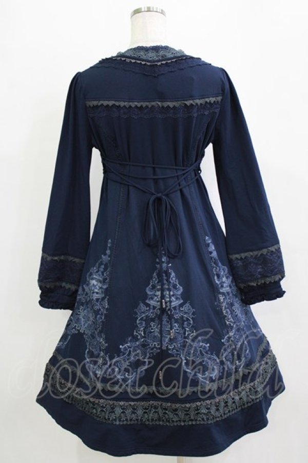 画像3: Ozz oneste / レース切替プリントワンピース  ネイビー H-26-01-21-016-OO-OP-KB-ZH (3)