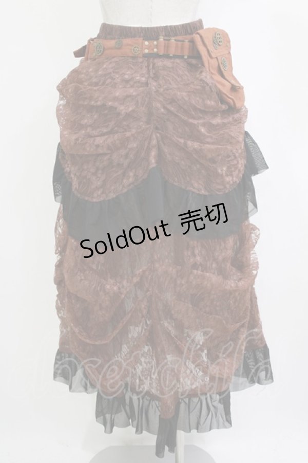 画像3: RQ-BL / レースフィッシュテールスカート  ブラウン H-26-01-21-017-GO-SK-KB-ZH (3)