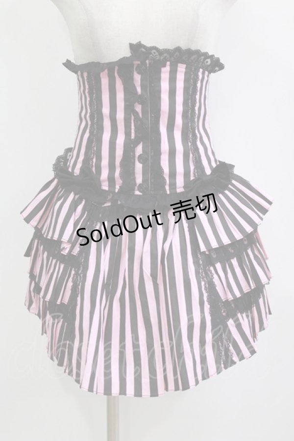 画像1: Blacklist / ストライプコルセット＆スカート  ブラック×ピンク H-26-01-21-018-PU-SK-KB-ZH (1)