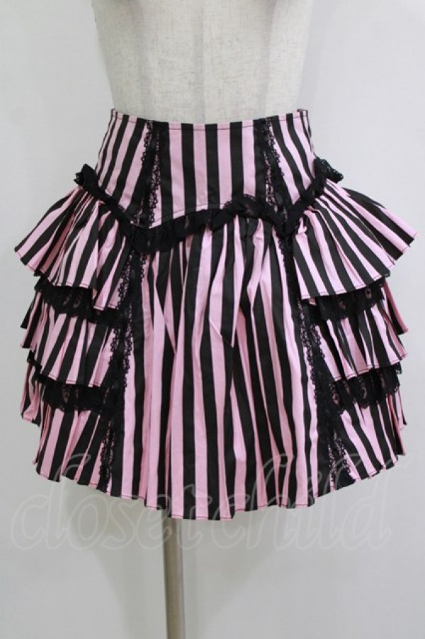 画像4: Blacklist / ストライプコルセット＆スカート  ブラック×ピンク H-26-01-21-018-PU-SK-KB-ZH (4)