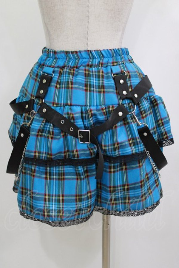 画像3: LISTEN FLAVOR / ハーネスティアードスカート  ブルーチェック H-26-01-21-020-PU-SK-KB-ZH (3)