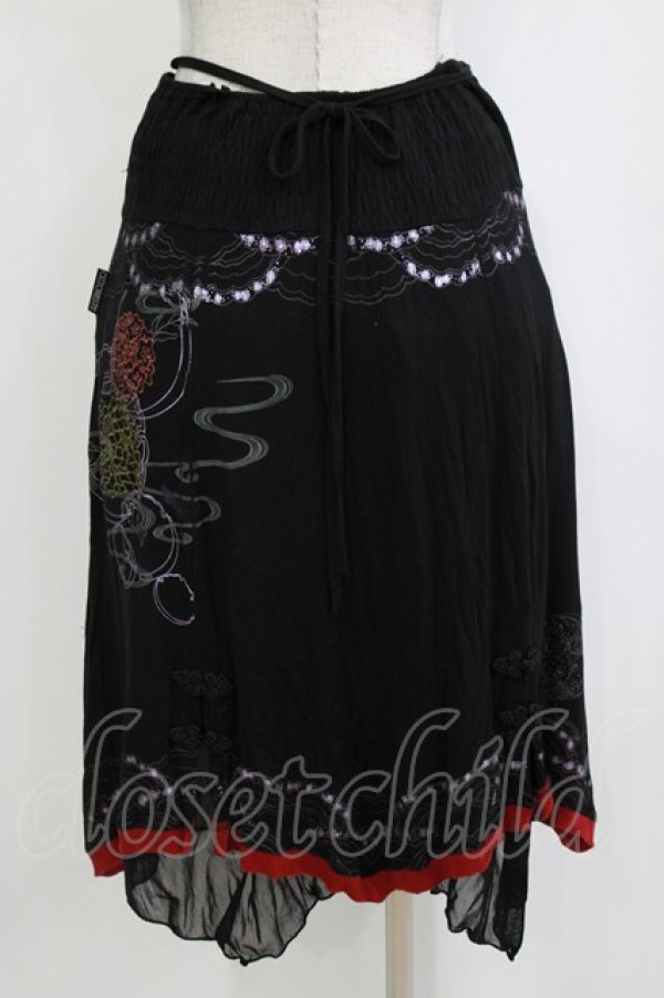 画像3: Ozz oneste / 刺繍2Wayスカート  黒 H-26-01-21-023-OO-SK-KB-ZH (3)