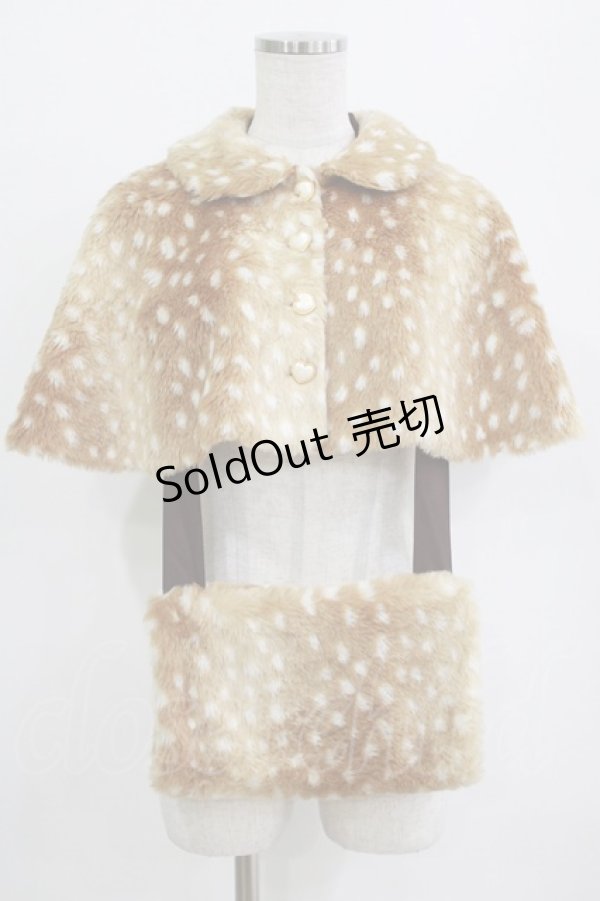 画像1: metamorphose / バンビ柄ファーケープ Free ブラウン H-26-01-22-1025-ME-JA-NS-ZH (1)